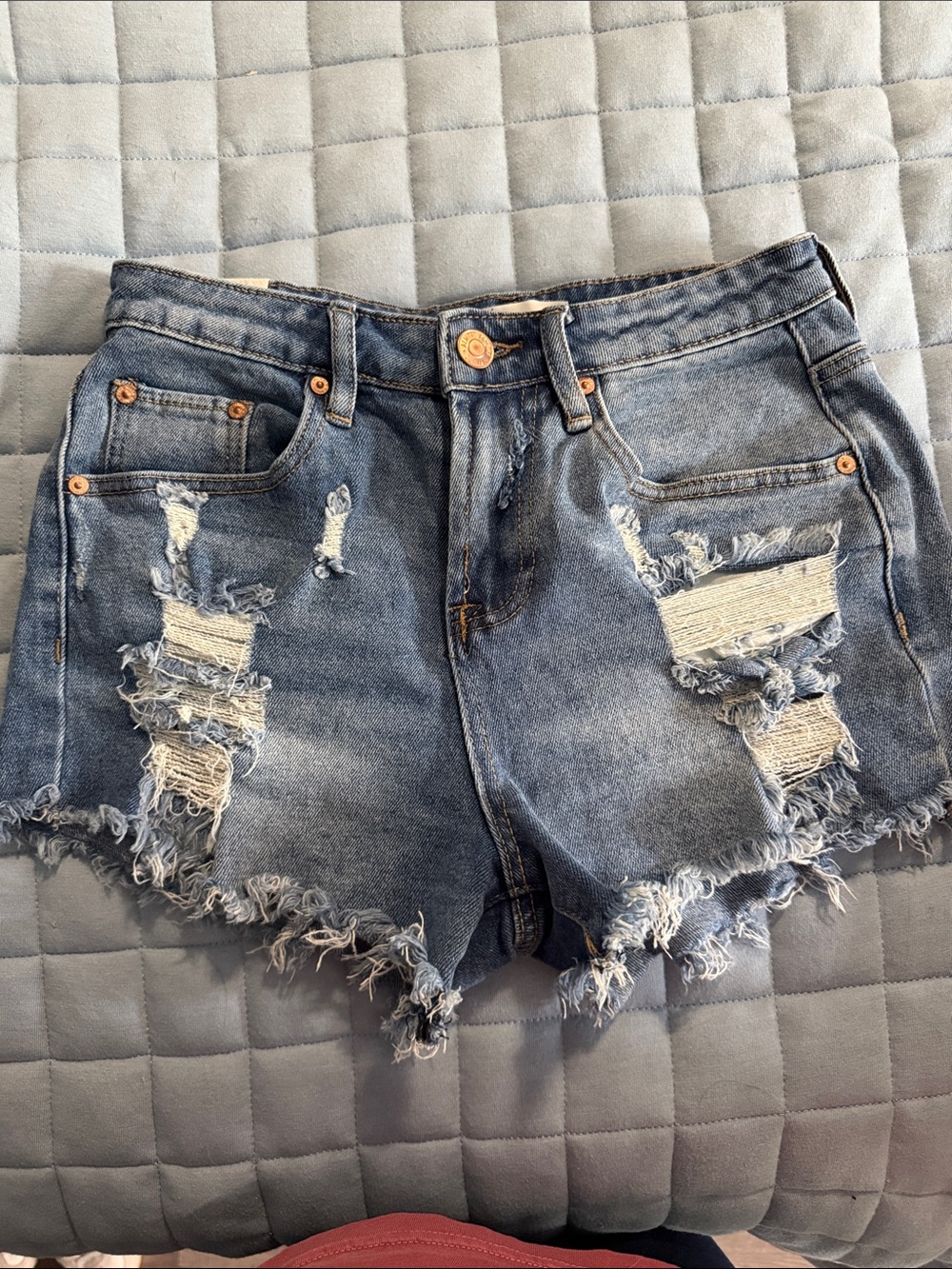 Almost Famous Light Blue Distressed Denim Shorts